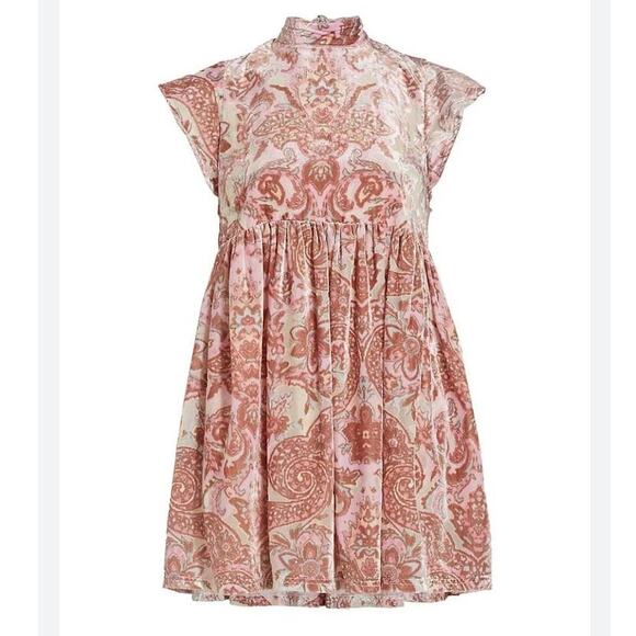 New Free People All The Time Velvet Mini Dress $168 X-SMALL Pink Petal - Picture 5 of 8